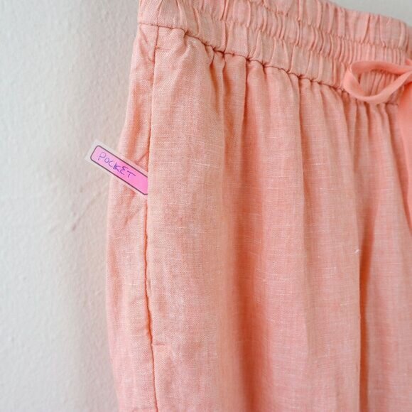 J Crew Size M Linen Woven Wide Leg Seaside Pant Cropped Ankle Coral Orange - Picture 4 of 10